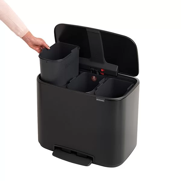 Мусорный бак 3 секции Pedal Bin Bo, 3x11л, черный матовый, Brabantia, 121104 - изобр. 12