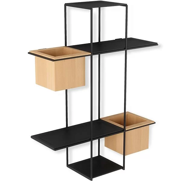 Полка-органайзер с 2 кашпо Cubist Multi 16x48x64 см, материал дерево + сталь + пластик, цвет черный, Umbra, Канада, 1013878-427 - изобр. 7