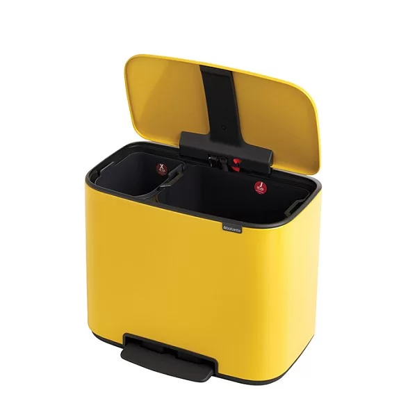 Мусорный бак 2 секции Pedal Bin Bo, желтая маргаритка, 11+23л, Brabantia, 121180 - изобр. 14
