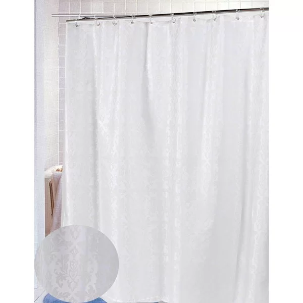 Шторка для ванной Damask Ivory 183x178 см, цвет белый/кремовый, материал полиэстер, Carnation Home Fashions, США, FSCDAM/08 - изобр. 8