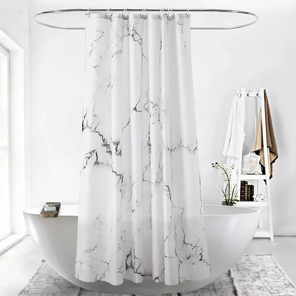 Шторка для ванной комнаты Marble White, 180х230 см, цвет белый, полиэстер, Carnation Home Fashions, США, MRB230W - изобр. 8