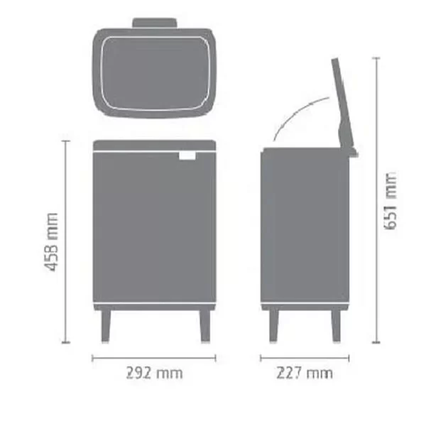 Мусорный бак Bo Hi 12 л, 40x30x23 см, нержавеющая сталь, цвет платиновый, Brabantia, Бельгия, 227288 - изобр. 9