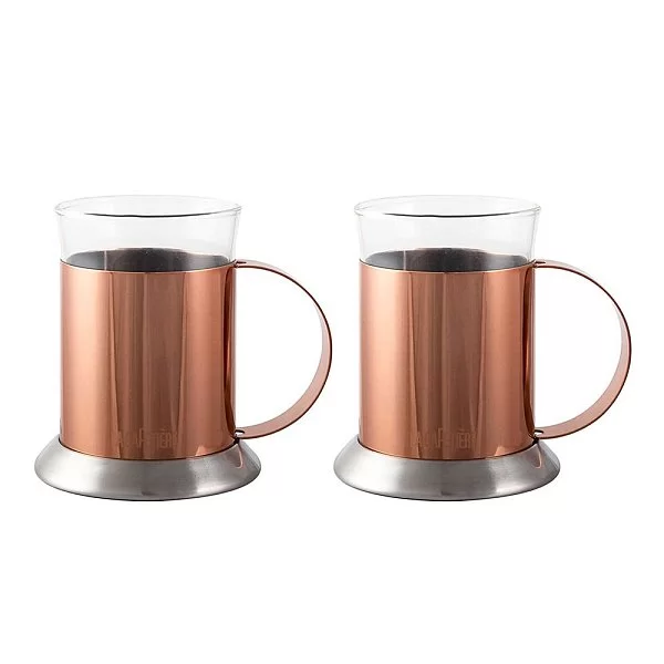 Набор 2-х стаканов с подстаканниками La Cafetiere 200 мл, материал сталь + медь, цвет медный, Kitchen Craft, Великобритания, 5187808 - изобр. 7