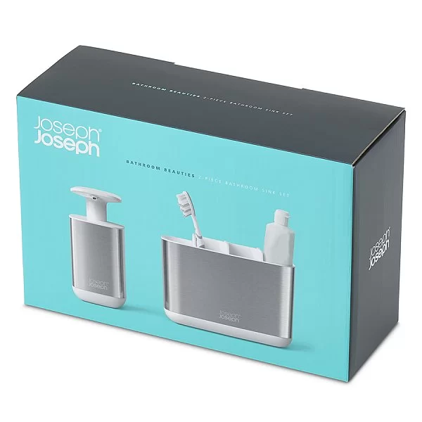 Набор из органайзера EasyStore Steel и диспенсера Presto Steel, пластик, цвет белый + хром, Joseph Joseph, Великобритания, 70551 - изобр. 12