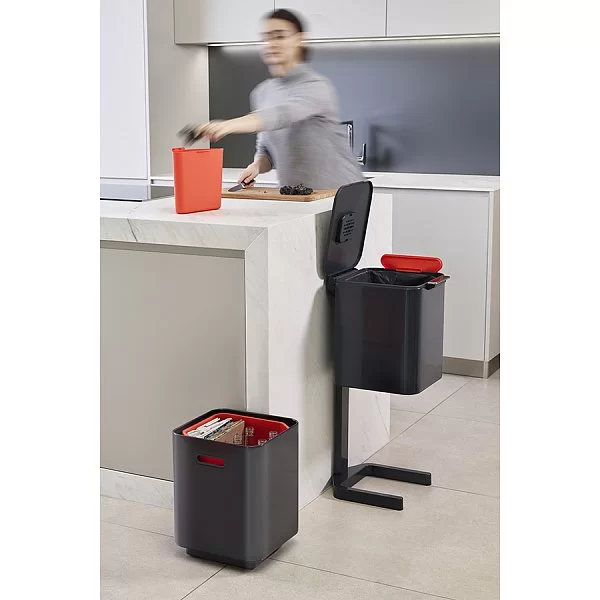 Контейнер для мусора с двумя баками Totem Compact 40 л, 37х76х30 см, низкоуглеродистая сталь, цвет графит, Joseph Joseph, Великобритания, 30065 - изобр. 13