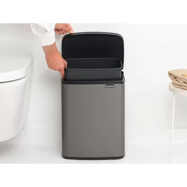 Мусорный бак Bo 12 л, 38x30x23 см, нержавеющая сталь, цвет платиновый, Brabantia, Бельгия, 230387 - изобр. 10