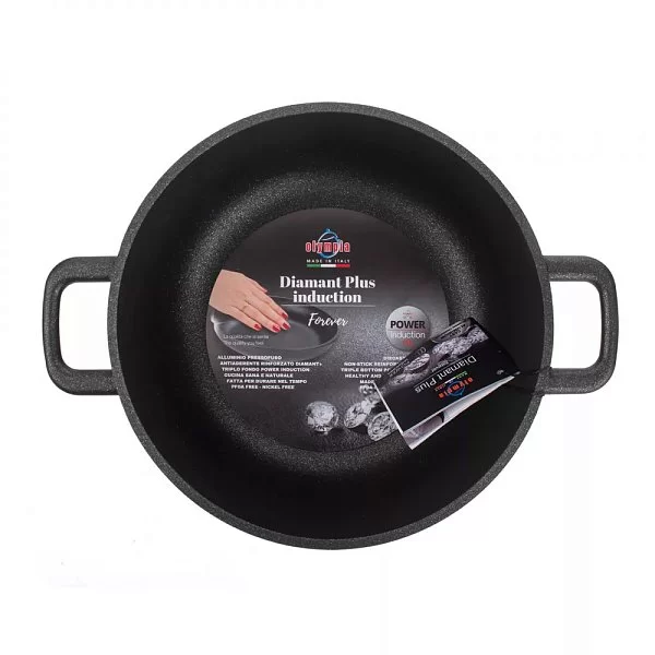 Кастрюля индукционная с антипригарным покрытием 24 см, объем 5,3 л, литой алюминий с алмазным порошком, Olympia, Италия, 415.24 - изобр. 11