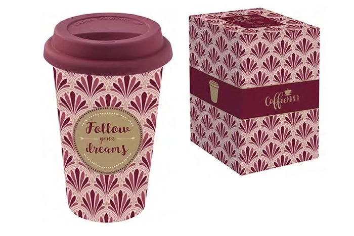 Кружка с крышкой Travel Mug 350 мл, фарфор, бордо, Easy Life, EL-R0129_TM02 - изобр. 7