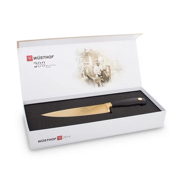 Нож кухонный &quot;Шеф&quot; 20 см Limited Edition высокоуглеродистая сталь, Wusthof, 4585/20gold - изобр. 11
