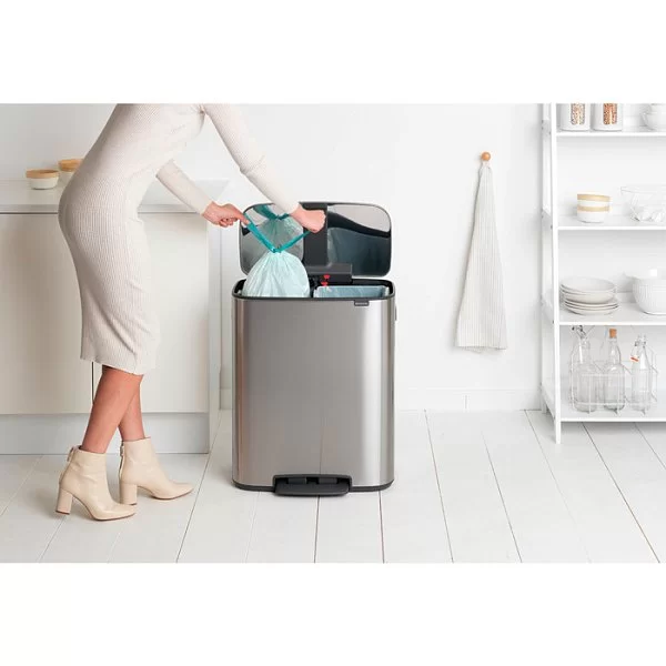 Мусорный бак двухсекционный Bo Pedal Bin 2x30л, нержавеющая сталь, цвет стальной матовый, Brabantia, Бельгия, 211461 - изобр. 9