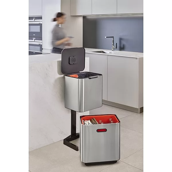Контейнер для мусора с двумя баками Totem Max 60 л, 36,5х81х39,5 см, нержавеющая сталь, цвет стальной, Joseph Joseph, Великобритания, 30060 - изобр. 13